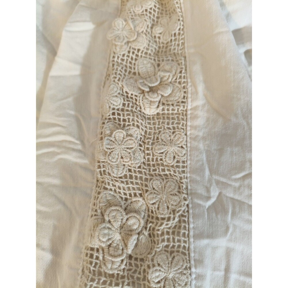 Women's Floral Crochet Inset Pants size 28x28 Cream color pants boho, garden - Picture 7 of 10